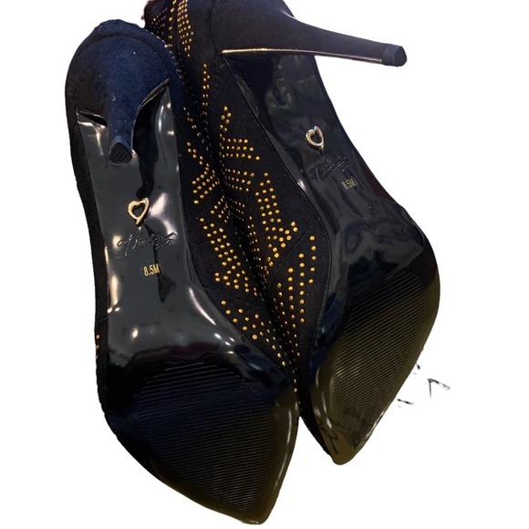 THALIA SODI Alejandra Gold Studded Ankle Booties 8.5 - Picture 7 of 10